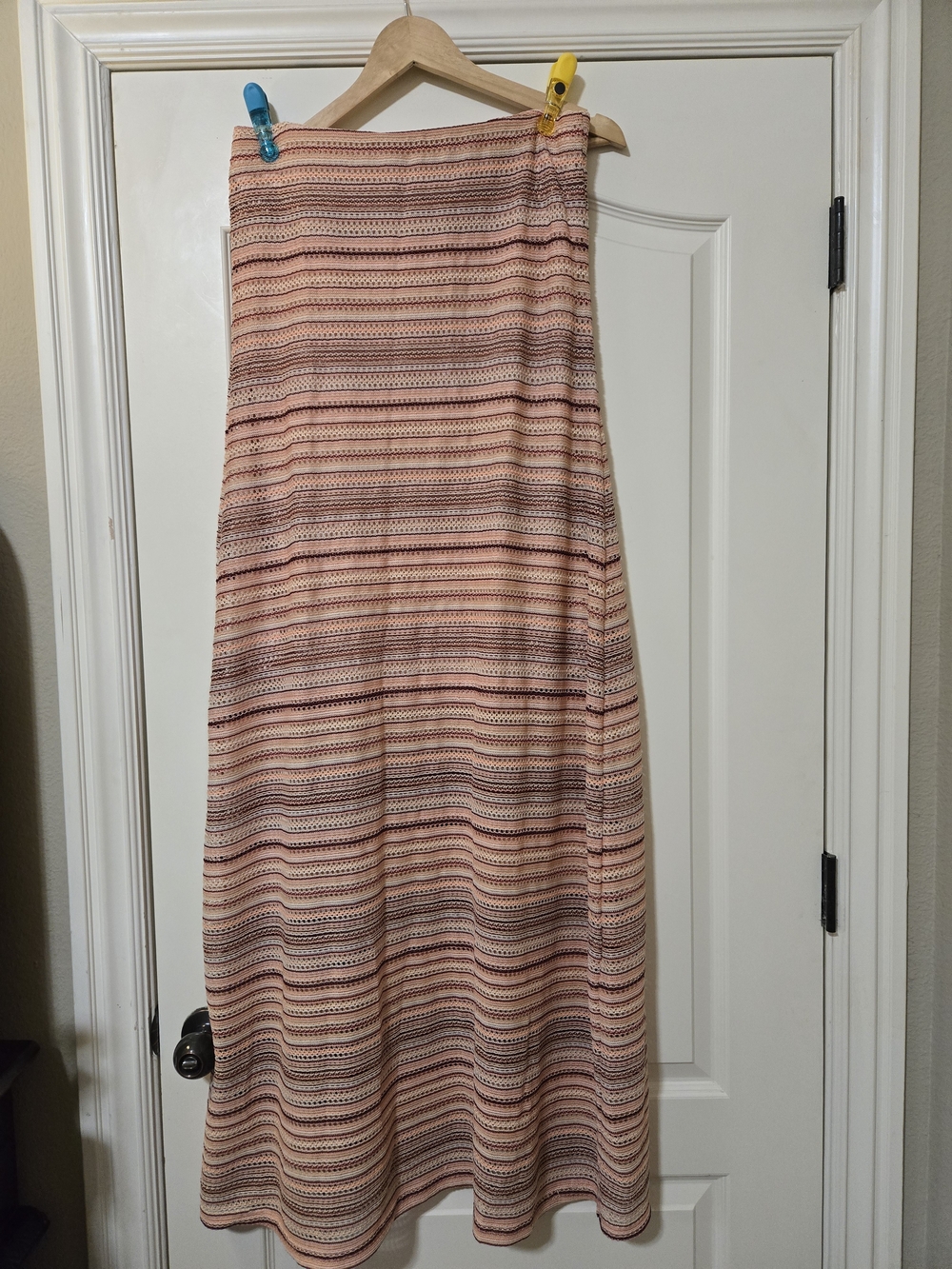 Strapless Coral Pink Striped Summer Knit Dress